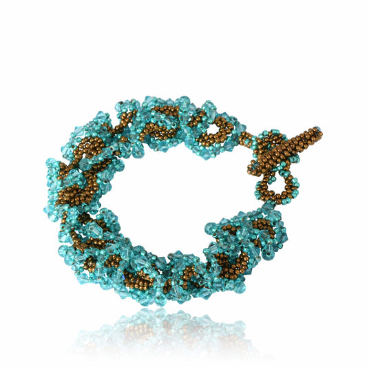 Ondine bracelet handmade with turquoise and bronze Swarovski crystal beads – Jardin